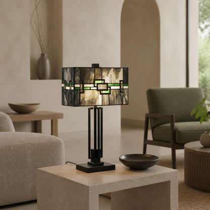 Rechteckige Tischleuchte Culletto aus Buntglas – Künstlerischer Look für Schlafzimmer und Flure