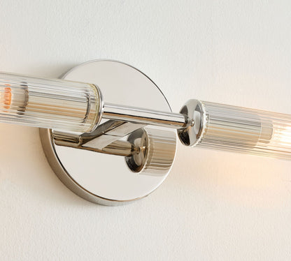 Bravira Ribbed Glass Wall Lamp - Tube Metal Light in Classic Finishes