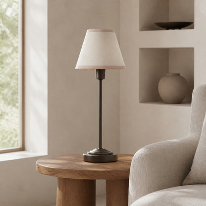 Bronzuno Schreibtischlampe mit strukturiertem Stoffbezug – Moderne Leuchte mit Metallfuß für Büros oder Lounges