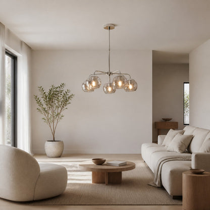 Tracian Glass Mid-Century Modern Globe Pendant Light for Dining Room