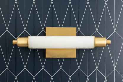 Ornato Luxe Modern Vanity Sconce - Art Deco Wall Light with Cylinder Shade