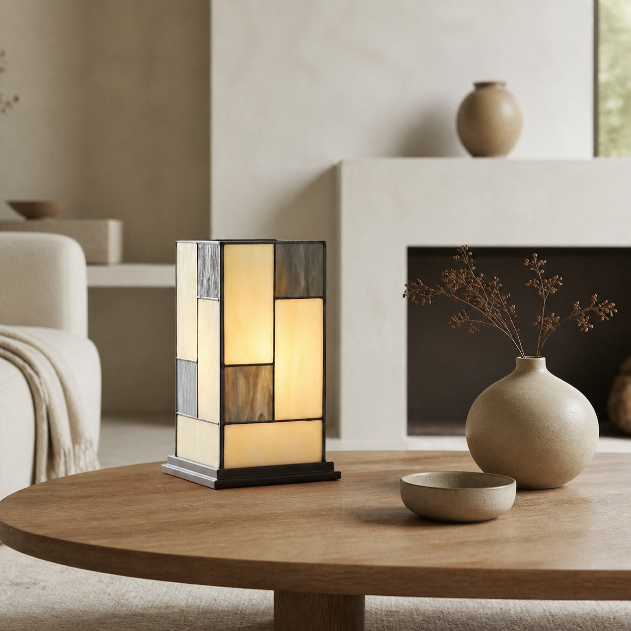 TF Manchester Square Tischleuchte – Klassisches Glas für Wohn- und Schlafzimmer