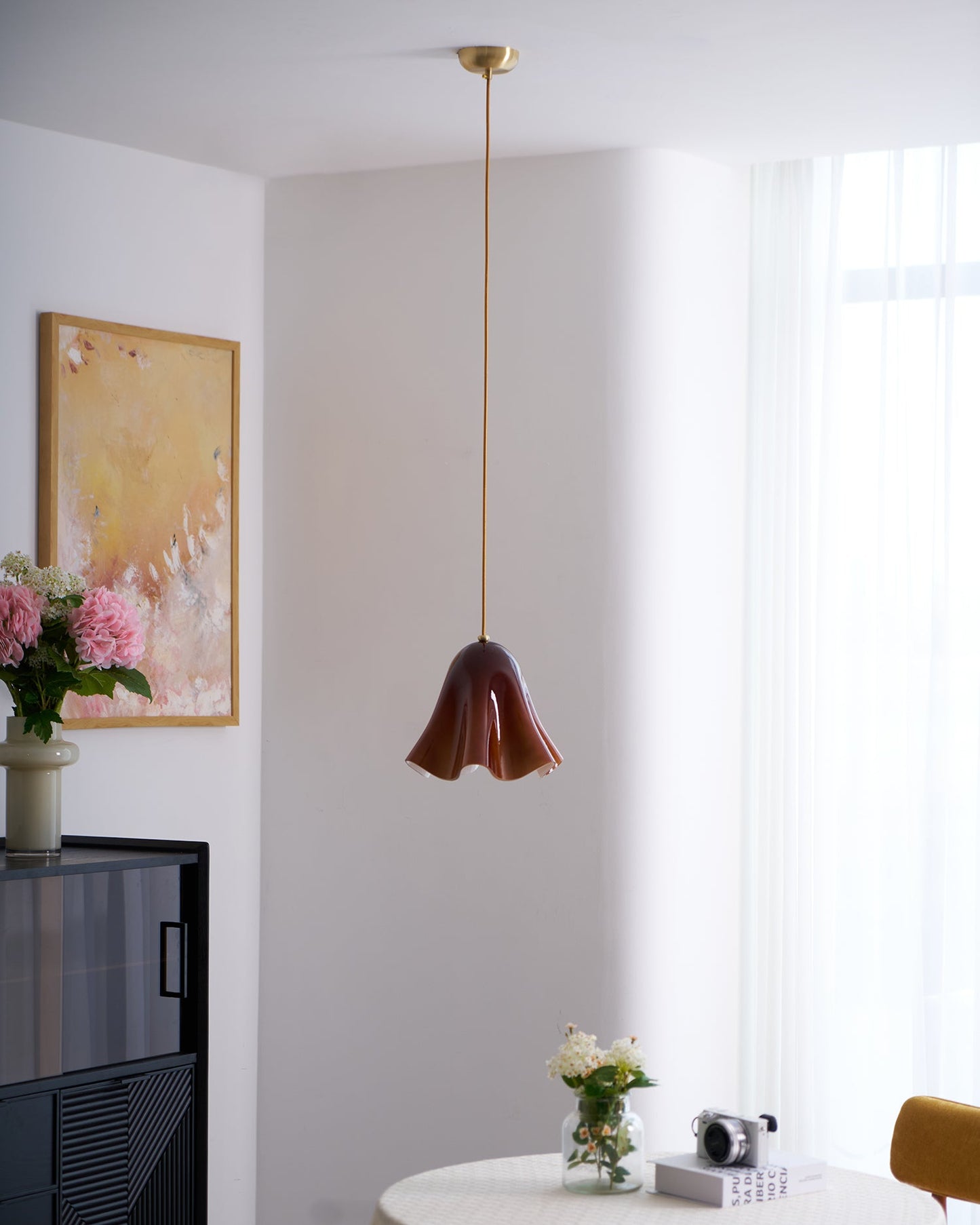 Bellina Sculptural Floral Pendant Light Contemporary Ceiling Fixture for Living Room