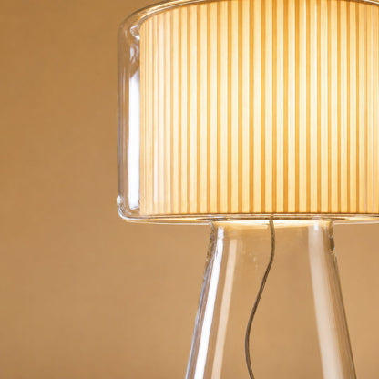 Natural Glass Table Lamp With Fabric Shade