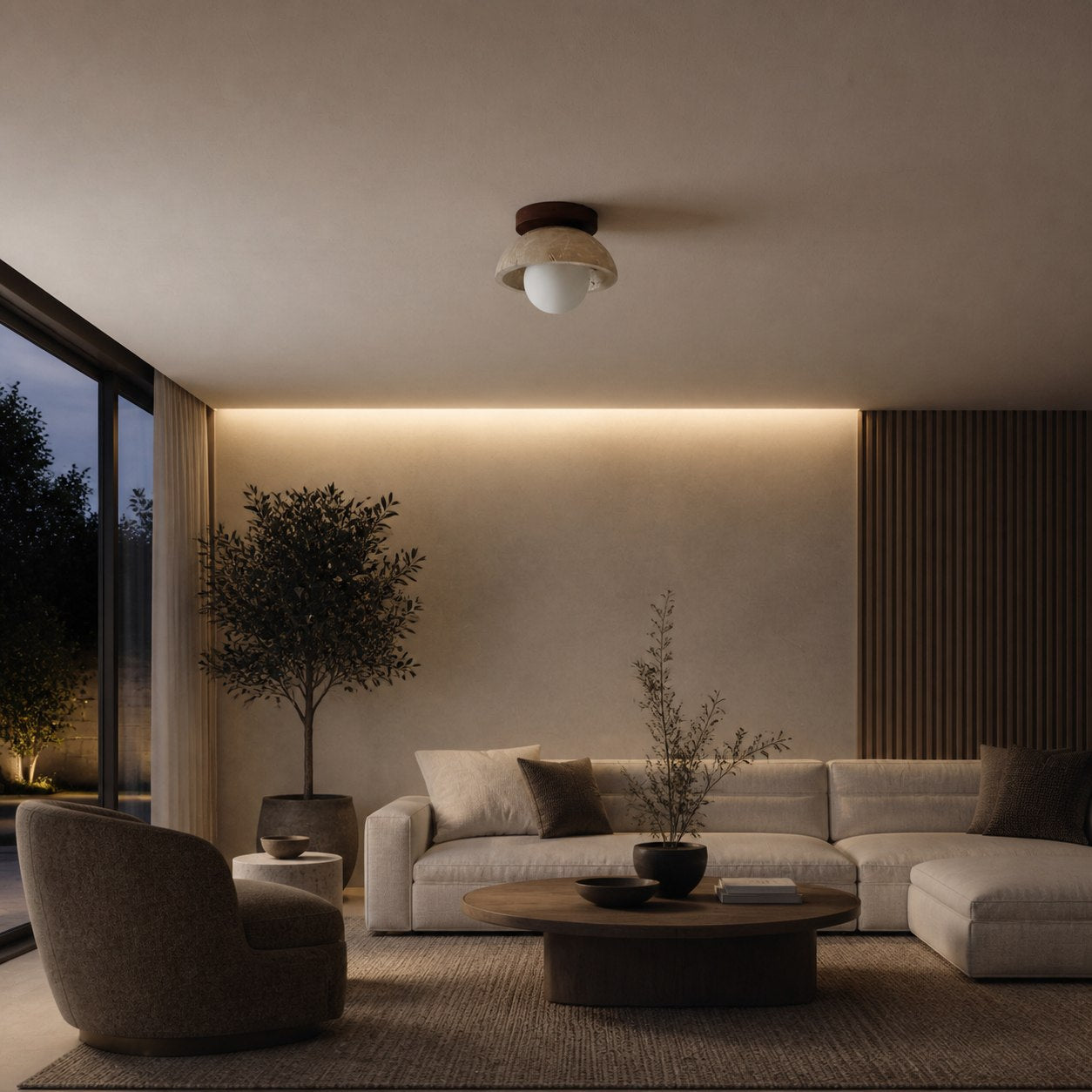 Travira Ceiling Light Textured Bowl Design Flush Mount Ceiling Lamp – Organic Style for Living Rooms