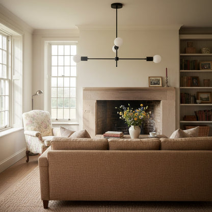 Mobilux Line Black and Brass Chandelier - Contemporary Globe Ceiling Hanging Light