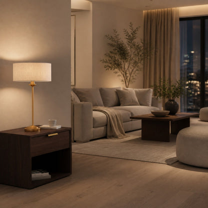 Tela Tischleuchte mit 1 oder 3 Leuchten – Modernes Leinen- und Metalldesign für Nachttisch oder Wohnzimmer