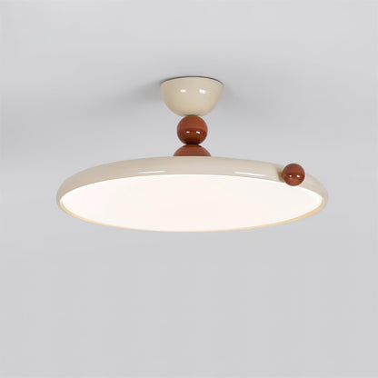 Beige Round Retro Flush Mount Ceiling Light