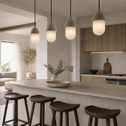 Orbaltis Modern Orb Cluster Pendant - Natural Stone and Glass Hanging Lamp for Living or Kitchen