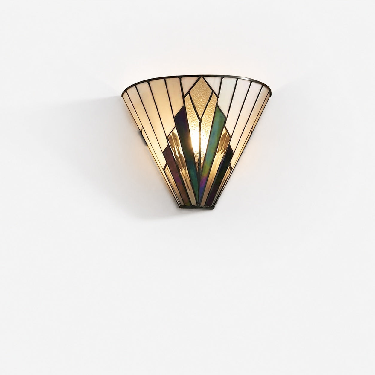 TF Astoria Vintage Fan-Shaped Wall Lamp — Handcrafted Art Glass — For Bedroom Accent Light