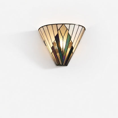 TF Astoria Vintage Fan-Shaped Wall Lamp — Handcrafted Art Glass — For Bedroom Accent Light
