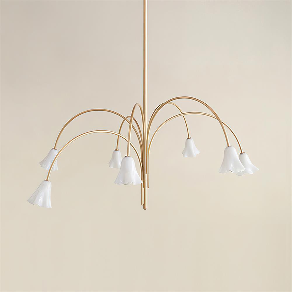 Bellina Sculptural Glass Lily Chandelier – Modern Romantic Pendant Light for High Ceilings