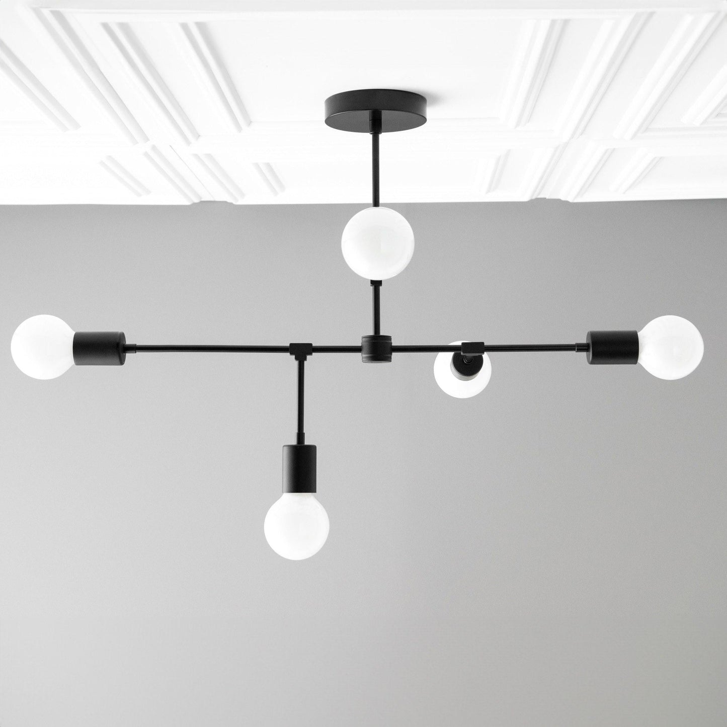 Mobilux Line 5 Light Chandelier - Modern Ceiling Hanging Lamp for Dining Room