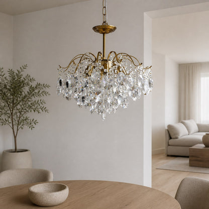 Vintage Sumptuous Teardrop Crystal Chandelier