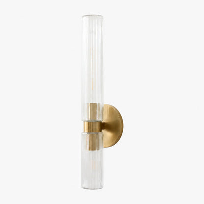 Rivora Doppel-Wandleuchte aus geriffeltem Glas, kurze Form, für drinnen und draußen, elegante Wandleuchte
