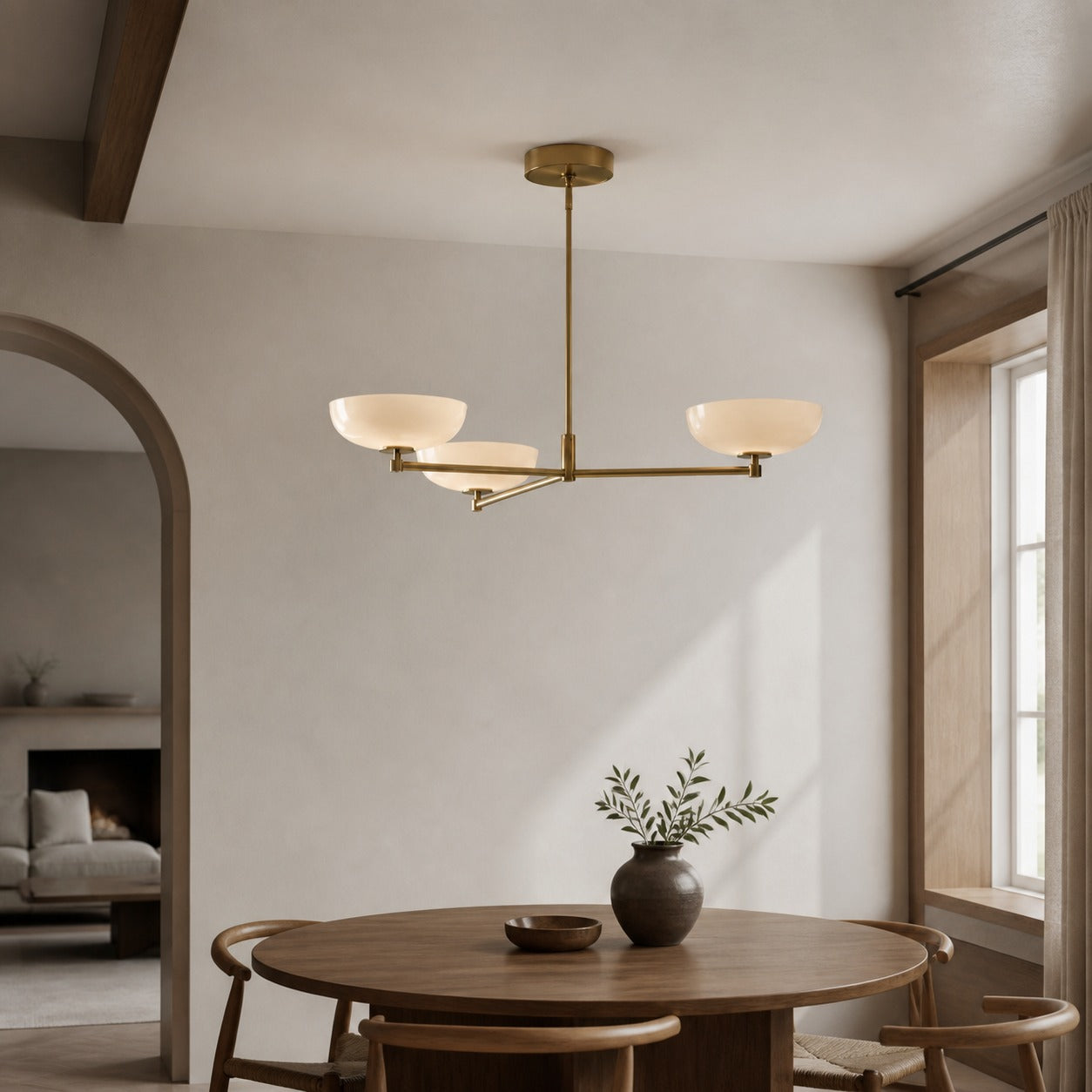 Vega Glas-Kronleuchter im Mid-Century-Modern-Stil mit Glasschirmen für Esszimmer und Kücheninsel
