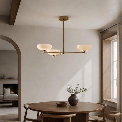 Vega Glas-Kronleuchter im Mid-Century-Modern-Stil mit Glasschirmen für Esszimmer und Kücheninsel