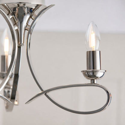 Foline 3-Light Ceiling Fixture with Sweeping Arms - Polished Nickel Semi-Flush for Dining or Entry