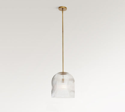 Bravira Ribbed Glass Pendant Light - Elegant Kitchen Island Lamp