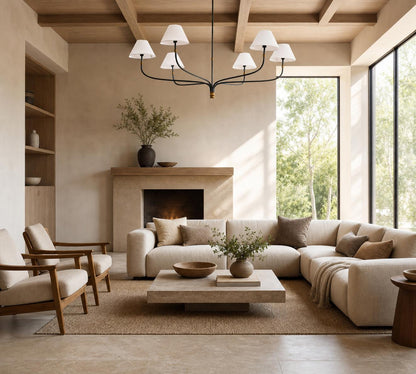 Rowan Schlanke Articulating Floor Lamp mit Leinenlampenschirm für fokussiertes Licht
