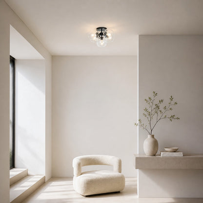 Brina Glass 5-Light Flush Mount - Minimalist Glass Ceiling Fixture