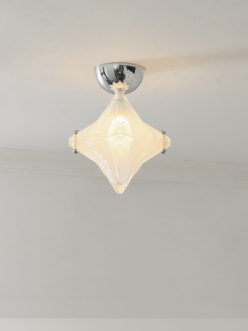 Art Deco Star Ceiling Lamp – Frosted Glass Fixture for Hallway & Entryway – Astris Ceres