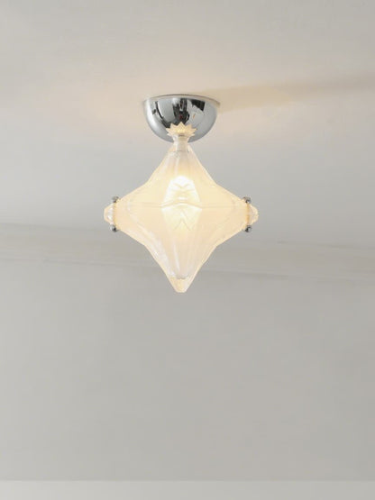Art Deco Star Ceiling Lamp – Frosted Glass Fixture for Hallway & Entryway – Astris Ceres