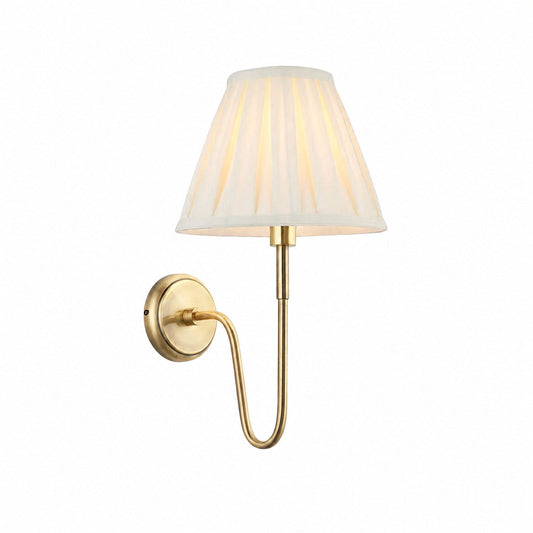 Ivoralux Tapered Fabric Wall Light – Modern Classic Curved Arm Sconce for Hallways or Bedrooms