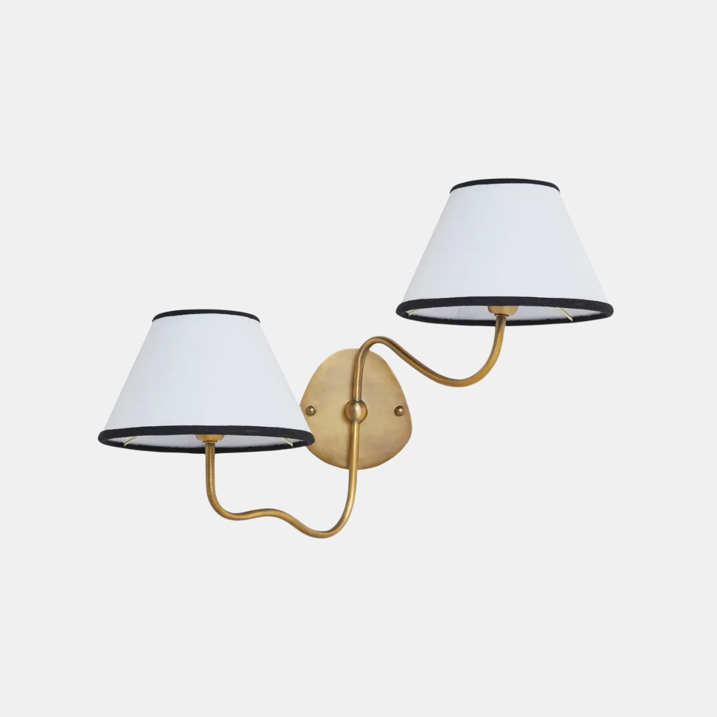 Kulo Fabric Wall Light – Modern Double Arm Linen Wall Sconce for Living Room