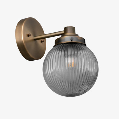 Glorica Glass Aged Brass Wall Sconce - Ribbed Glass Shade Industrial Style Lighting