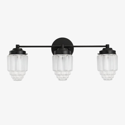 Tierlux Glass Vanity Light - Art Deco Bathroom Fixture with Skyscraper Shades