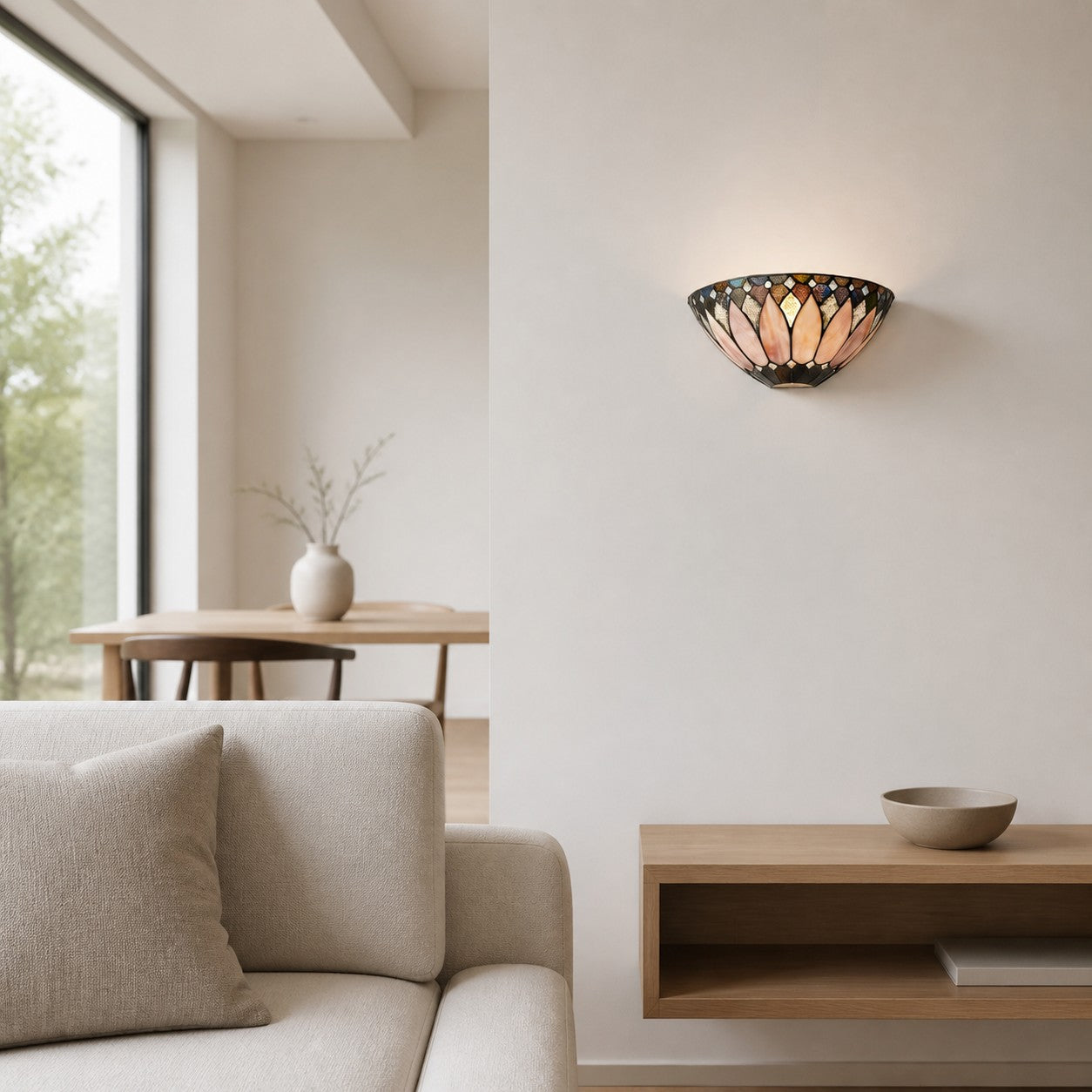 TF Brooklyn Elegant Wall Light - Art Deco Glass Wall Sconce for Living Room or Hallway