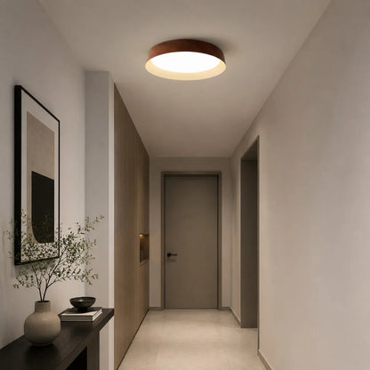 Wabi-Sabi Wood Color LED Flush Mount Ceiling Light