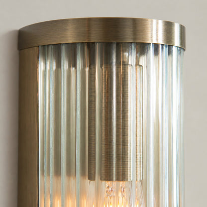 RibGlow Art Deco Ribbed Glass Wall Light - Vintage-Inspired Sconce for Living Room