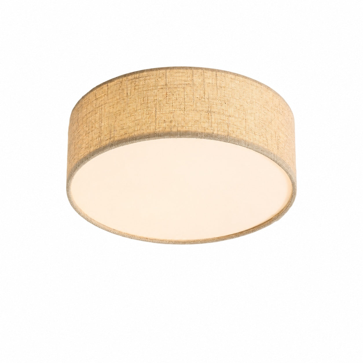 Dumora Linen Drum Deckenleuchte – Unterputz-Eisenleuchte mit Stoffschirm