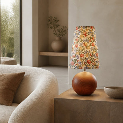 Florence Decorative Floral Table Lamp — Stylish Ambient Light with Wooden Detail for Home