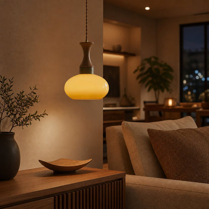 Velora Scandinavian Farmhouse Pendant with Glass Shade Modern Plug-In Design