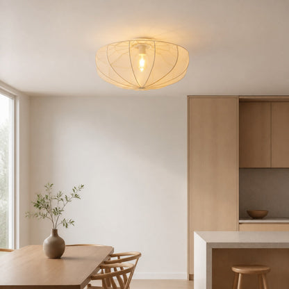 Lumifil Deckenleuchte mit drapiertem Netzgewebe – Boho-Stil-Lampe mit rustikalem, strukturiertem Schirm für Wohnzimmer oder Schlafzimmer