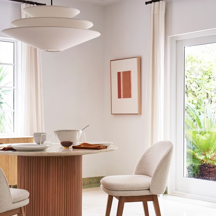 Solivara Soft Layered Linen Pendant Light with Modern Silhouette for Living and Dining Spaces