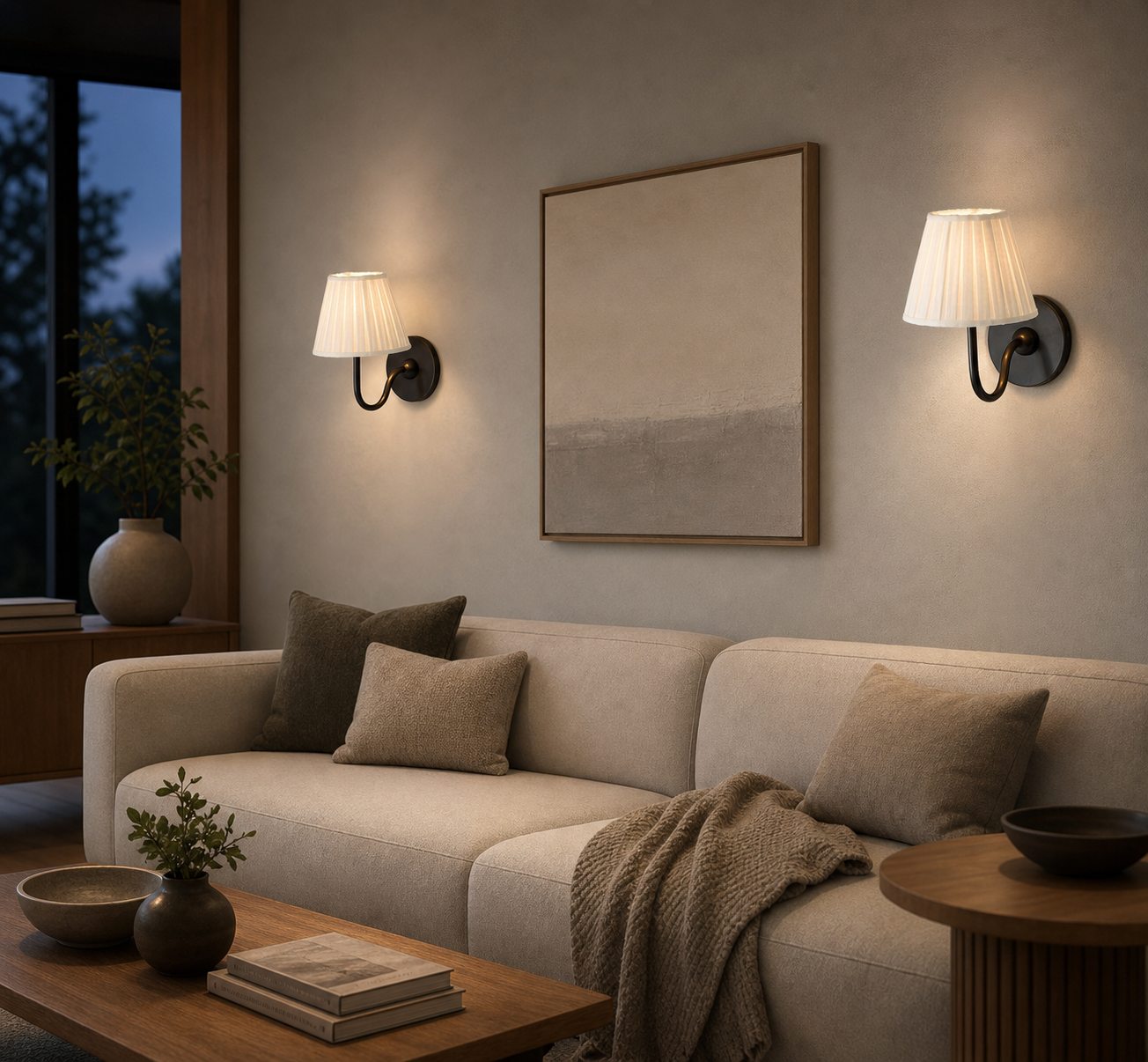 Luvora Gefalteter Leinenlampenschirm Wandlampe Vintage Modern für Schlafzimmer und Flur
