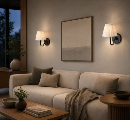 Luvora Gefalteter Leinenlampenschirm Wandlampe Vintage Modern für Schlafzimmer und Flur