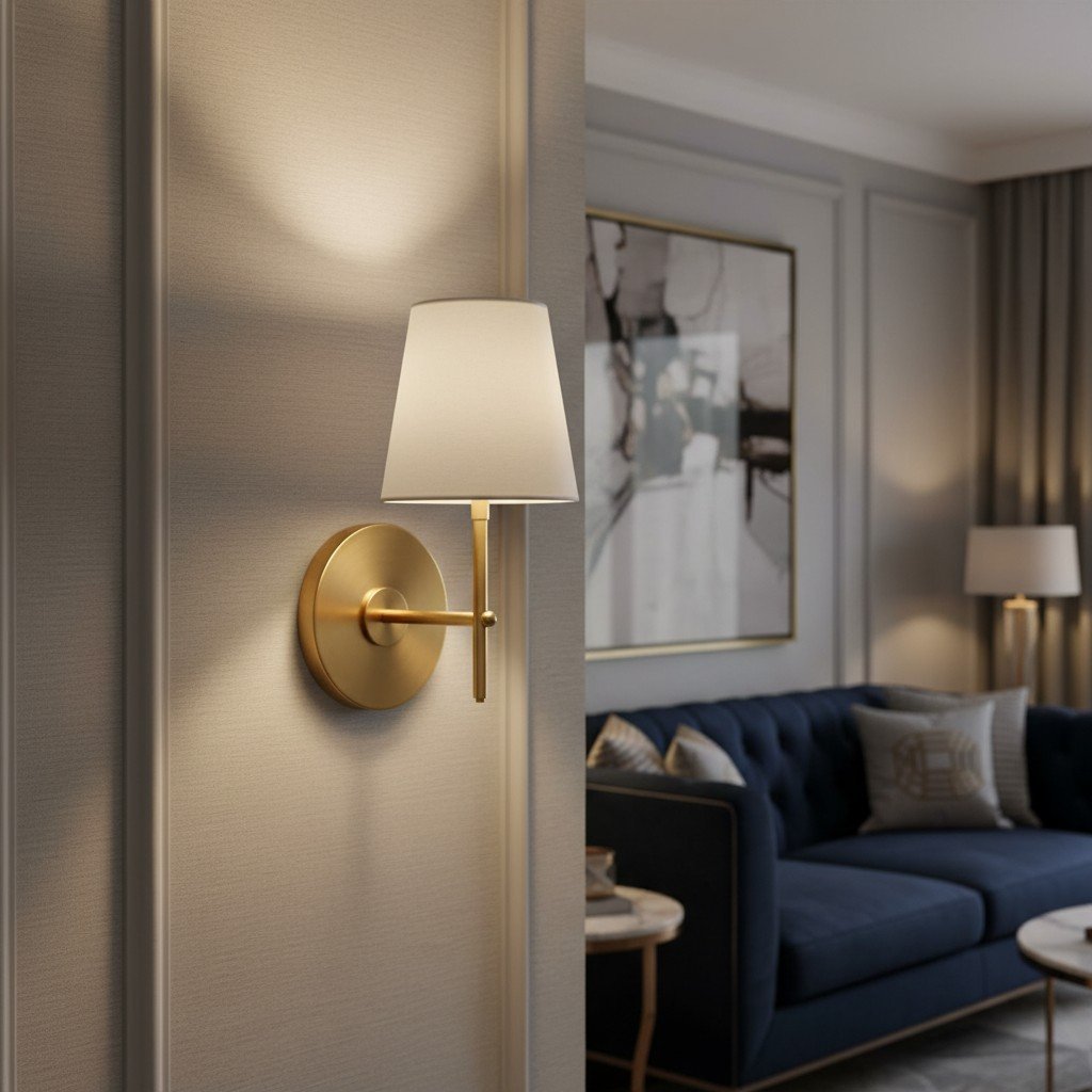 Ornato Retro Modern Wall Sconce with Linen Shade and Curved Arm for Accent and Task Lighting