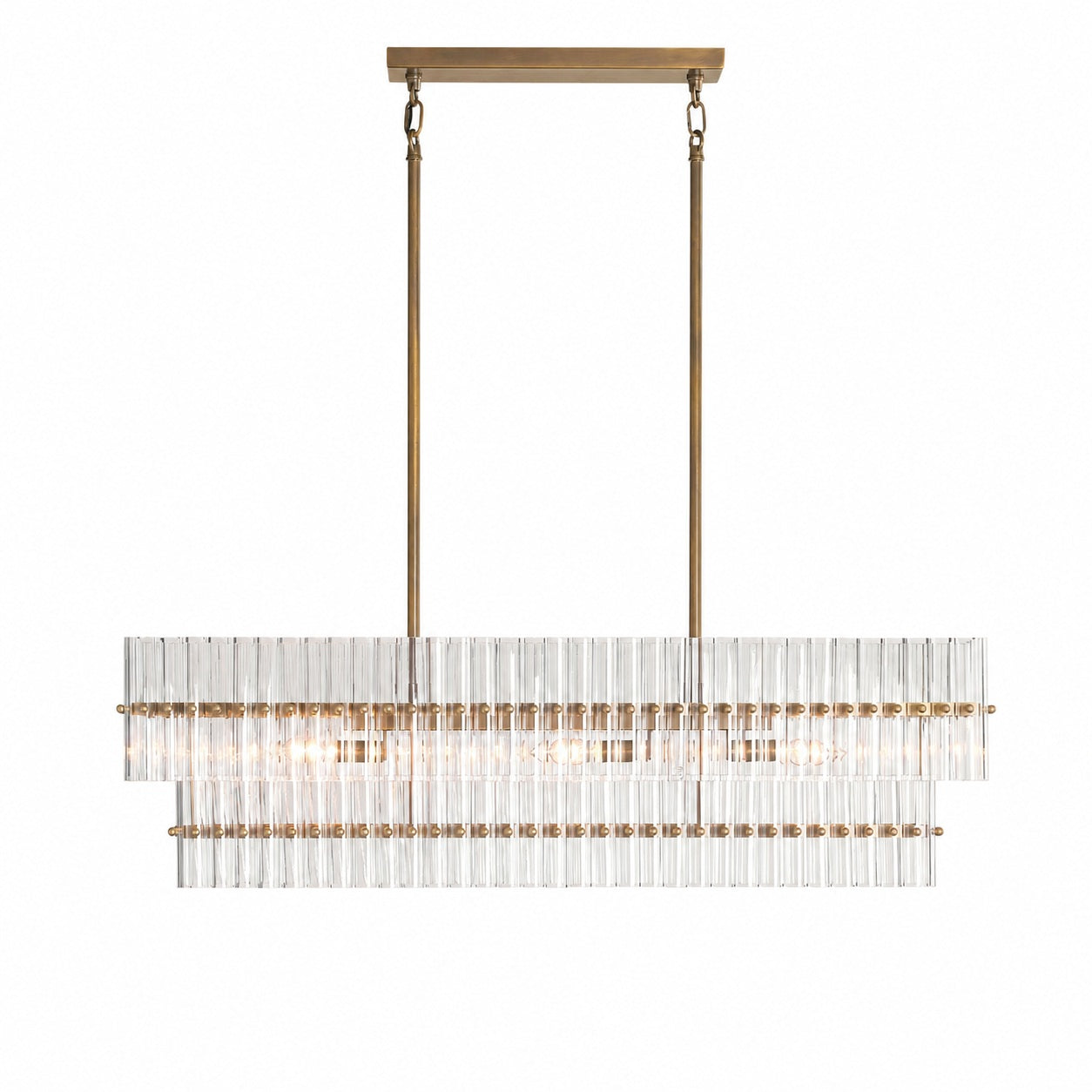 Lumora Kristall-Pendelleuchte – Elegantes Trommelmessing und geschliffenes Glas