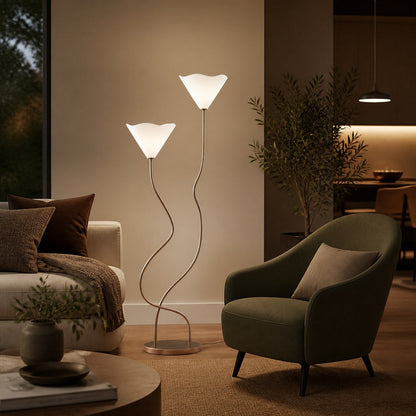 Kysara Floor Lamp - Dual-Stem Floral Design are Suitable for Placement in the Living Room or Bedroom or Study