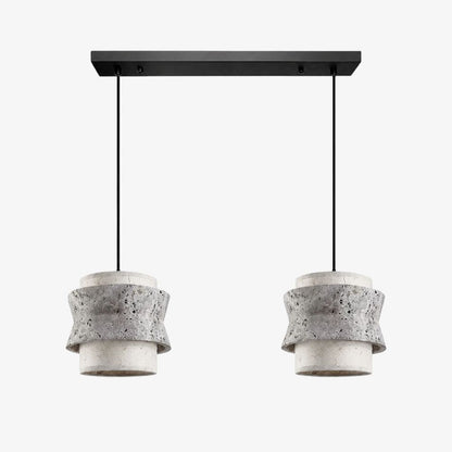 Style B gray travertine stone pendant light with two heads