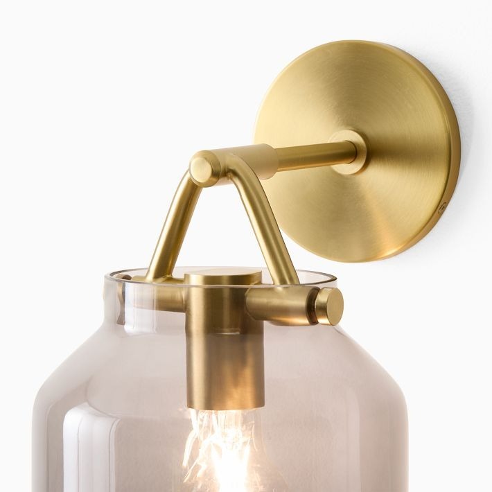 Hanton Modern Minimalist Brass and Glass Sconce – Damp Rated for Bathrooms