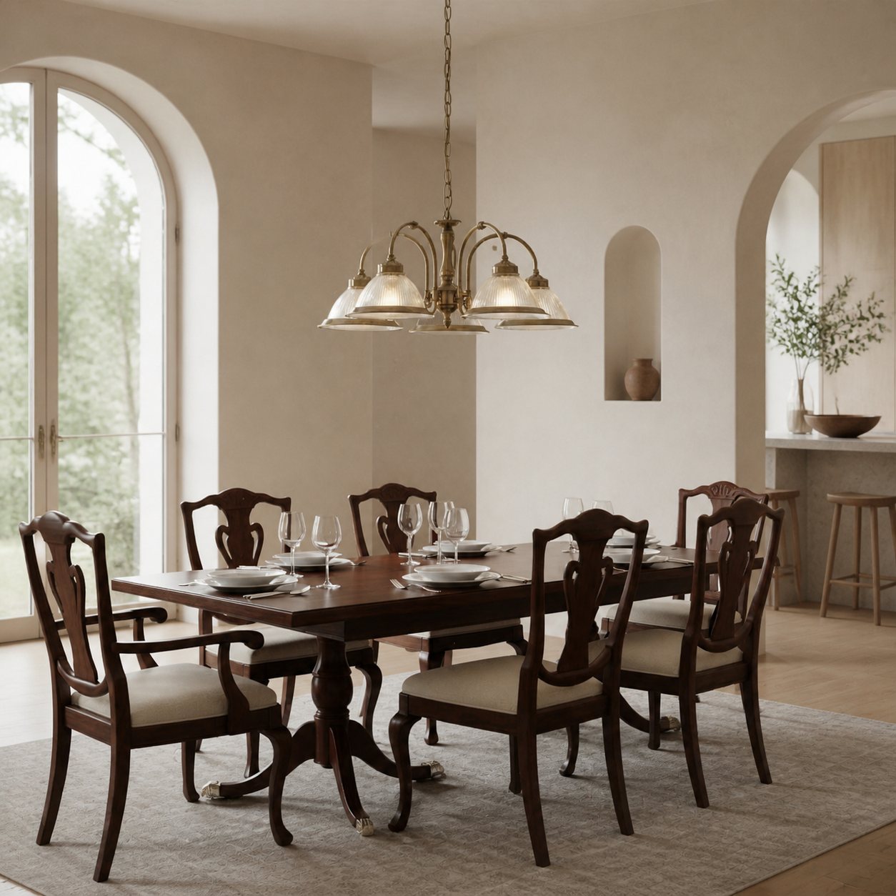 TF Vintora Pendelleuchte aus geripptem Glas – Elegante Metallumrandung für Küchen, Essbereiche und Flure