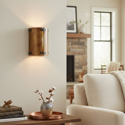Rustivon Rustic Wall Sconce - Curved Metal Shade in Vintage Style for Bedroom