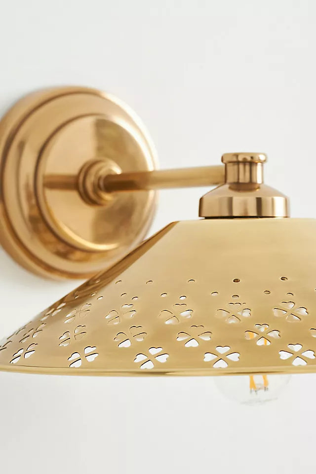 Auriglow Modern Perforated Wall Sconce – Brass Accent Light for Bedroom or Hallway