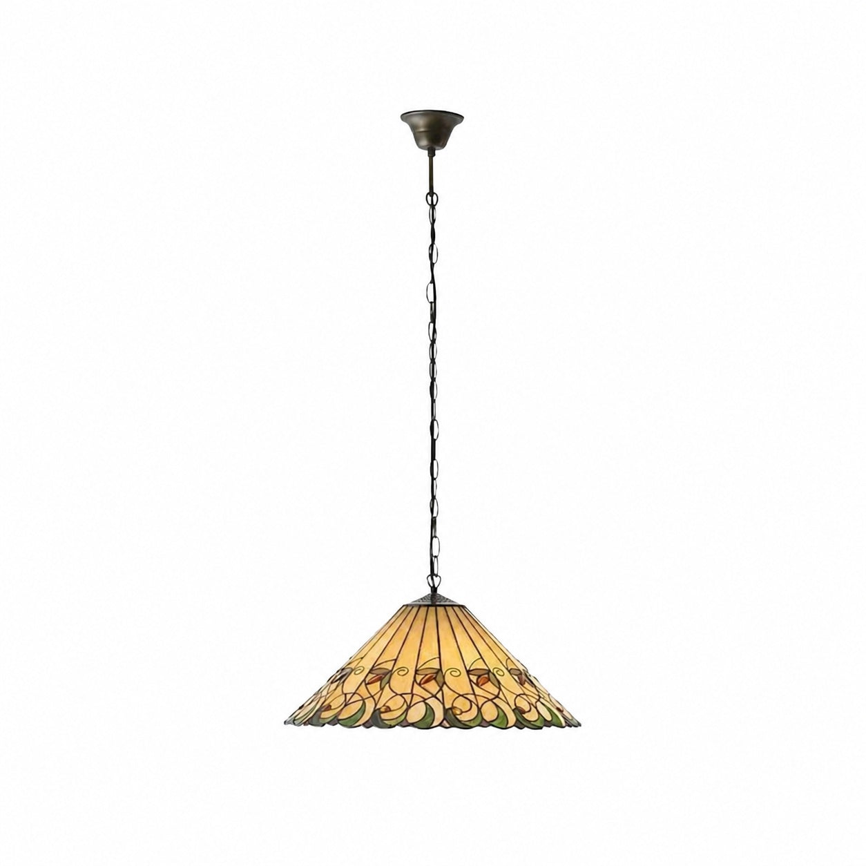 TF Jamelia Vintage Floral Stained Glass Dome Pendant Light for Dining Rooms